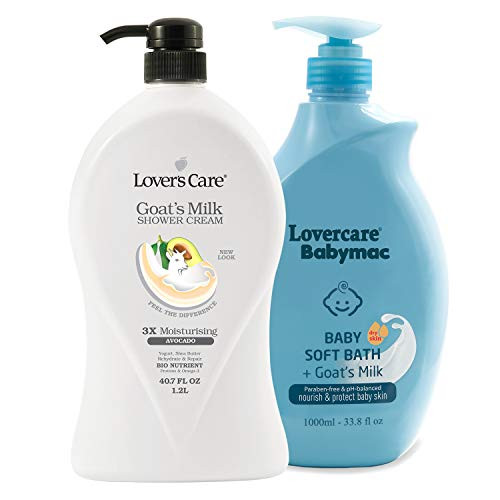 Combo - Lover s Care Goat Milk Moisturizing Body Wash Shower Cream Avocado 1200ml and Lovercare Babymac Goat Milk Baby Soft Bath 1000ml Combo - Lover s Care Goat Milk Moisturizing Body Wash Shower Cream Avocado 1200ml and Lovercare Babymac Goat Milk Baby Soft Bath 1000ml