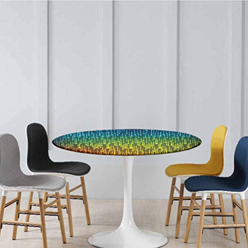 Round Table Cover Galaxy Universe Outer Space Inspired Technical Neon Rain Modern Abstract Art Print Stretchable Table Cap No Fabric Draping Down for Puppy to Grab Multicolor Diameter - 71 Inch