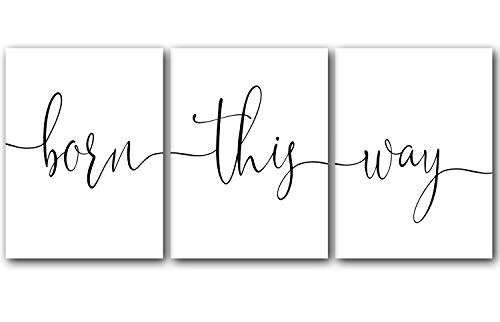 Born This Way Unframed 18 x 24 Inches Set of 3 Posters Minimalist Art Typography Art Bedroom Wall Art Romantic Wall Decor