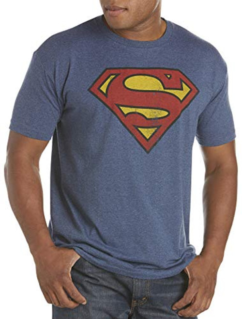 True Nation by DXL Big and Tall Classic Superman Logo Graphic Tee Navy Heather 2XL Tall