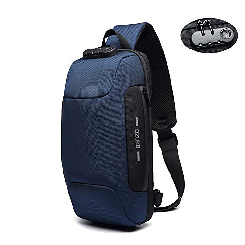 OZUKO Anti Theft Sling Bag Shoulder Crossbody Backpack Waterproof Large Mens Sling Backpack Travel Hiking Chest Bag Daypack  Navy Blue