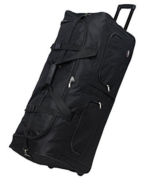 Polyester Rolling Wheeled Duffel Bag Travel Duffel on Wheel  30 inch Black