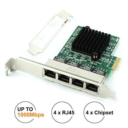 Ubit RJ45 x 4 Gigabit LANGigabit Ethernet PCI Express PCI-E Network Controller Card10 100 1000mbps4 RJ45 PCIE Server Network Interface Card LAN Adapter Converter for Desktop PC