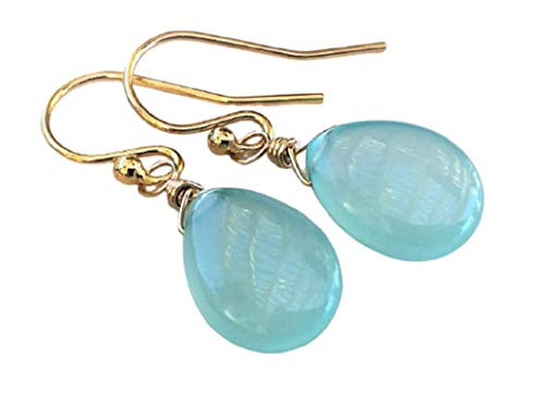 Aqua Blue Chalcedony Gemstone Earrings 14K Gold-Filled - Jewelry Gift For Mom Women Mothers Day Aqua Blue Chalcedony Gemstone Earrings 14K Gold-Filled - Jewelry Gift For Mom Women Mothers Day