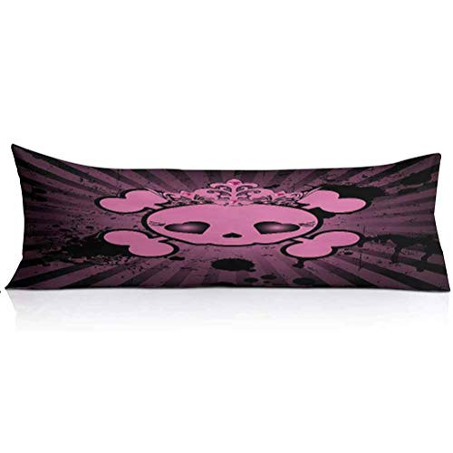 LCGGDB Skull Body Pillow PillowcaseCute Skull Illustration with Crown Dark Grunge Style Teen Spooky Halloween Print Decorative Body Pillow Cover for Adults Pregnant Woman1PCSPink Black LCGGDB Skull Body Pillow PillowcaseCute Skull Illustration with Crown Dark Grunge Style Teen Spooky Halloween Print Decorative Body Pillow Cover for Adults Pregnant Woman1PCSPink Black