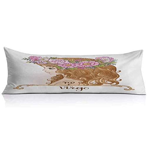 Virgo Body PillowcaseGirl with Flower Crown Astrology Inspired Image Fortune Telling Illustration Super Soft and Luxury Body Pillow Cover for Adults Pregnant Woman1PCSPink Caramel Green Virgo Body PillowcaseGirl with Flower Crown Astrology Inspired Image Fortune Telling Illustration Super Soft and Luxury Body Pillow Cover for Adults Pregnant Woman1PCSPink Caramel Green