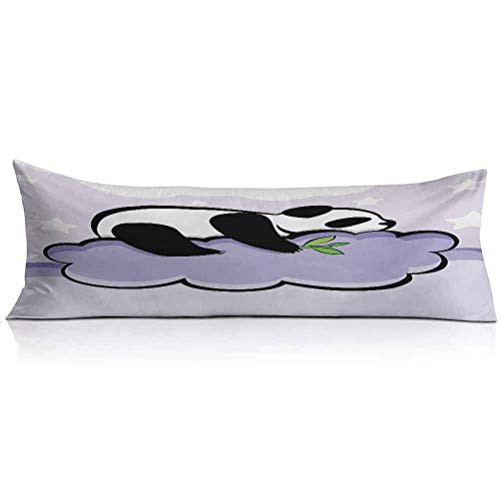 Panda Body PillowcasePanda Bear Sleeping on Cloud in Starry Night Sky Children Cartoon Illustration Print Super Soft and Luxury Body Pillow Cover for Adults Pregnant Woman1PCSLilac Black