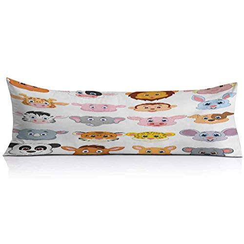 LCGGDB Cartoon Body PillowcaseKids Themed Baby Cute Animals Lions Pigs Cows Farm Safari Baby Nursery Room Image Decorative Body Pillow Cover for Adults Pregnant Woman1PCSMulticolor
