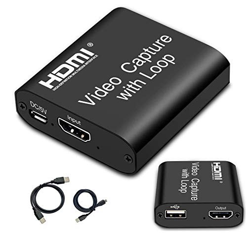 Audio Video Capture Card with Loop Out 4K HDMI Game Capture USB 3.0 Record Capture Card Device via DSLR Camcorder Cam Computer for Live Streaming Broadcasting Video Conference Teaching Gaming