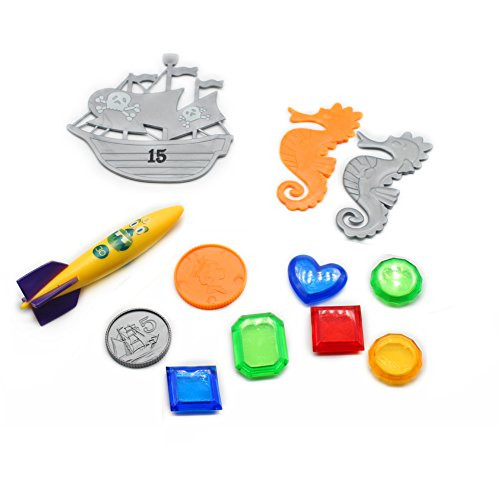 Alasida 12Pcs Dive Gem Pool Toys Set- Underwater Swimming Diving Toy for Kids, Torpedo Bandits and Pirate Ship Treasure, Perfect for Summer Pool Parties Underwater Treasure Hunt Pool Games