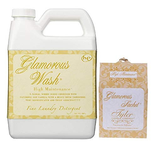 Tyler Candle Glamorous Wash High Maintenance Laundry Detergent 32oz w High Maintenance Sachets Bundle