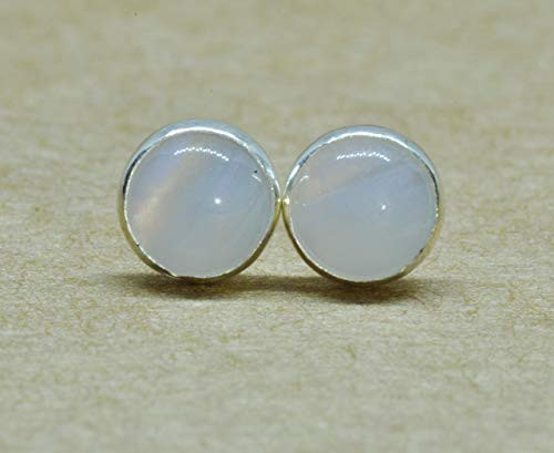 Agate Earrings Blue lace agate jewelry in sterling silver. 5 mm