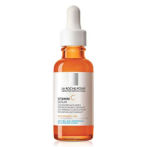 La Roche-Posay Pure Vitamin C Face Serum with Hyaluronic Acid  and  Salicylic Acid. Anti Aging Face Serum for Wrinkles  and  Uneven Skin Texture to Visibly Brighten  and  Smooth. Suitable for Sensitive Skin