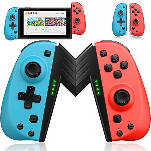 ECHTPower Wireless Controller for Nintendo Joycon Switch Macro Button Turbo Vibration Motion Functions L R Switch Controller Joypad Nintendo Switch Controllers for Joy Con- Red and Blue