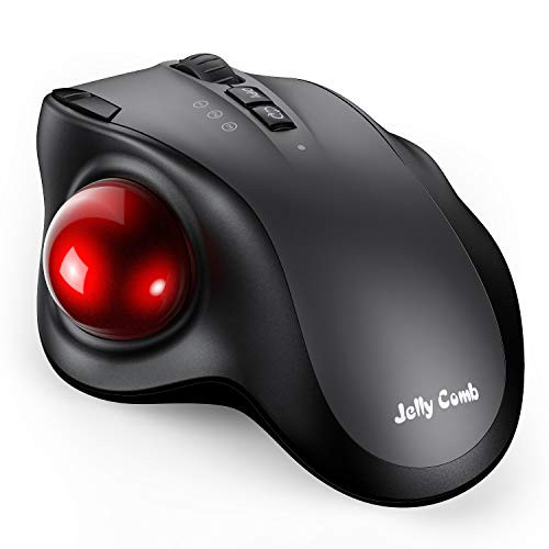 Bluetooth Trackball Mouse Jelly Comb 2.4G USB Wireless  and  Bluetooth Ergonomic Trackball Mice Rechargeable with USB-C Port and 3 DPI for Mac Computer Laptop Tablet Android Windows
