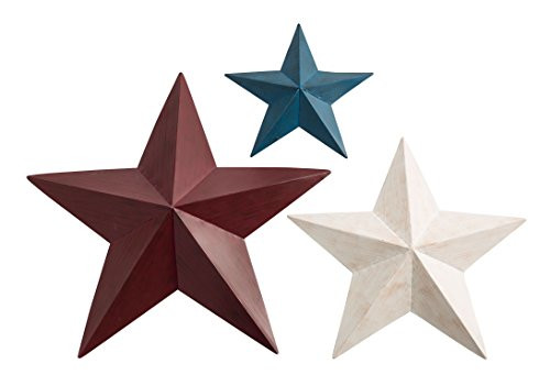Miles Kimball 359456 Maple Lane Creations Red White Blue Barn Stars Set 3 One Size Fits All