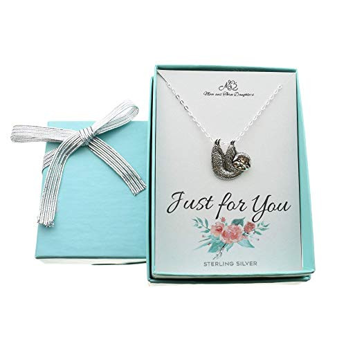 Girls or Woman s Sterling Silver Sloth Pendant Suspended on an 18 inch Sterling Silver Cable Chain. Sloth Jewelry. Sloth Necklace