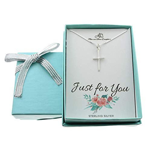 Cross Necklace in Sterling Silver on a 16 Inch Sterling Silver Box Chain. Little Girl Jewelry. Girls Jewelry. Christian. First Communion.