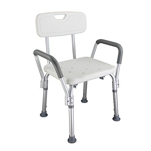 OMECAL Upgraded 450LBS Medical Shower Bench Bath Lift Chair with Seat Handicap Stool Transfer Seat Heavy Duty Adjustable 7 HeightNo Tools Assembly No-Slip SPA Bathroom Bathtub  with Back