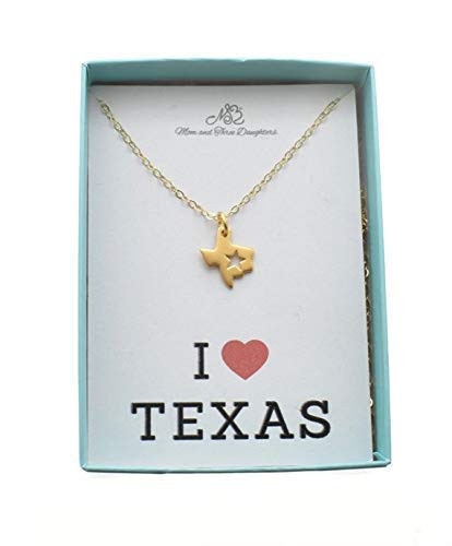 Texas Charm pendant in Gold plated sterling silver on an 18 inch gold filled cable chain. Texas necklace. Texas jewelry. Texas charm pendant.