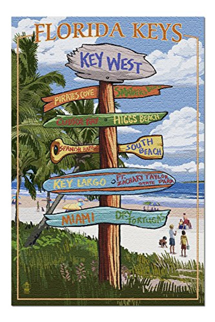 Lantern Press Key West Florida - Destinations Sign 33028  1000 Piece Premium Jigsaw Puzzle for Adults and Family 19x27