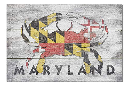 Lantern Press Maryland - Rustic State Flag - Crab 86111  1000 Piece Premium Jigsaw Puzzle for Adults and Family 19x27