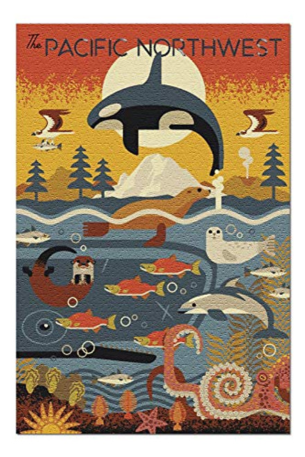 Lantern Press Pacific Northwest - Marine Animals - Geometric 87042 1000 Piece Premium Jigsaw Puzzle for Adults and Family 19x27 Lantern Press Pacific Northwest - Marine Animals - Geometric 87042 1000 Piece Premium Jigsaw Puzzle for Adults and Family 19x27