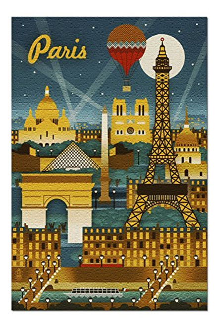 Paris France - Retro Skyline 50044 19x27 Premium 1000 Piece Jigsaw Puzzle for Adults Made in USA Paris France - Retro Skyline 50044 19x27 Premium 1000 Piece Jigsaw Puzzle for Adults Made in USA
