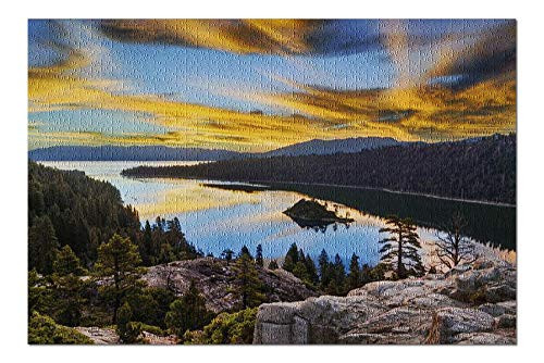 Lantern Press South Lake Tahoe California - Emerald Bay Sunset Reflecting in The Water 9035238  1000 Piece Premium Jigsaw Puzzle for Adults and Family 19x27