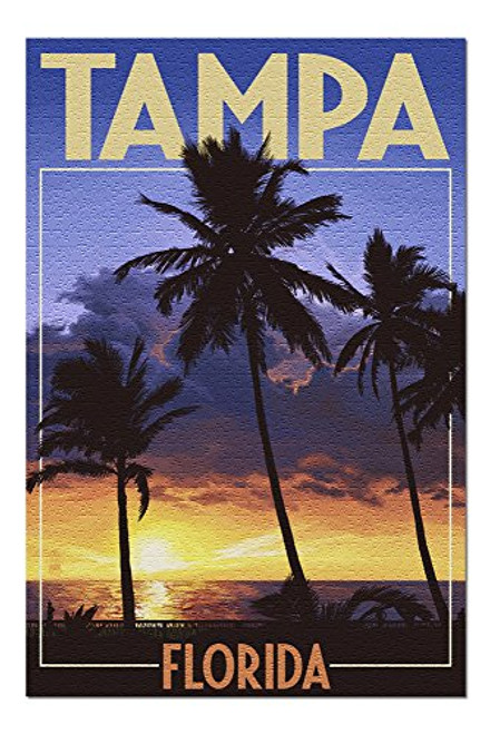 Tampa Florida - Palms and Sunset 44263 19x27 Premium 1000 Piece Jigsaw Puzzle for Adults Made in USA Tampa Florida - Palms and Sunset 44263 19x27 Premium 1000 Piece Jigsaw Puzzle for Adults Made in USA