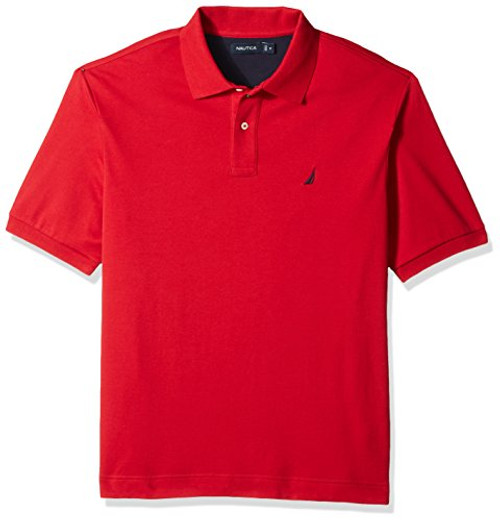 Nautica Men s Classic Fit Short Sleeve Solid Soft Cotton Polo Shirt Nautica Red XX-Large