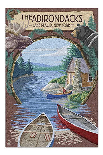 Lantern Press Lake Placid New York State - The Adirondacks - Montage 41504 1000 Piece Premium Jigsaw Puzzle for Adults and Family 19x27 Lantern Press Lake Placid New York State - The Adirondacks - Montage 41504 1000 Piece Premium Jigsaw Puzzle for Adults and Family 19x27