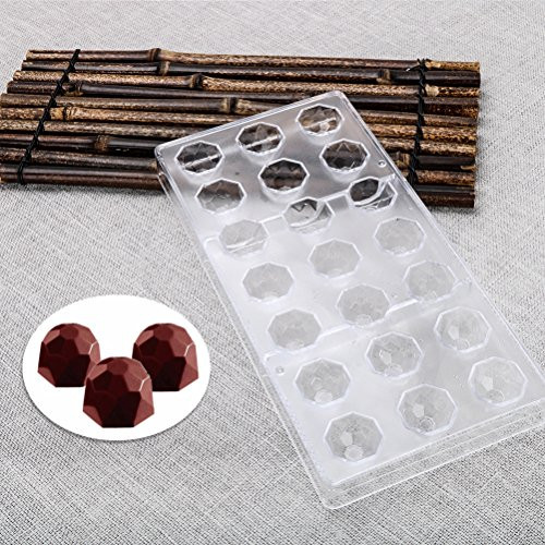 PC Polycarbonate Chocolate Mold - 21 Cavities Diamond Shaped, Candy Making Molds, DIY Mould Cookie Tray, Clear Polycarbonate Mold for Mousse, Jelly, Candy, Chocolate