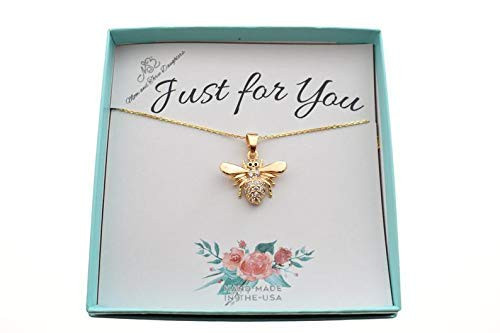 Bee Charm Pendant Is Gold Filled with Cubic Zirconia Crystals. Bee Pendant. Bee Gifts. Bee Mascot. Bee Necklace. Bee Jewelry