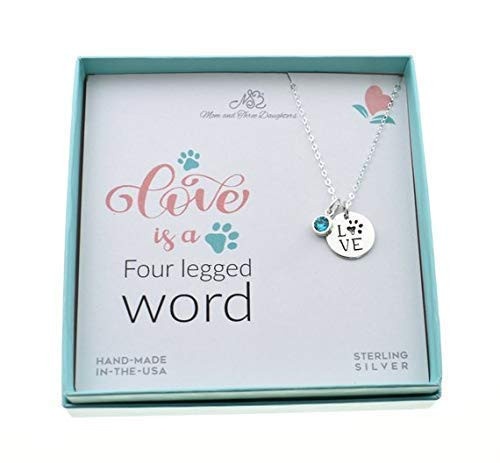 Paw Print Love Pendant on an 18 inch Sterling Silver Cable Chain Accented with a Genuine Birthstone Crystal Charm. Paw Print Necklace Paw Print Love Pendant on an 18 inch Sterling Silver Cable Chain Accented with a Genuine Birthstone Crystal Charm. Paw Print Necklace