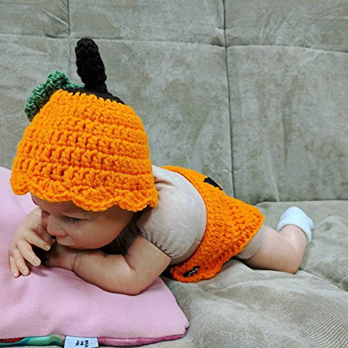Crochet Newborn Pumpkin Outfit Newborn Halloween Costume Size Newborn 0-3M 3-6M 6-12M