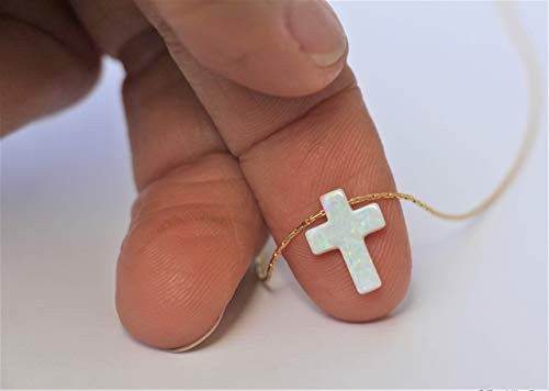 Opal Necklace Cross Necklace White Opal Cross Minimalist Women Necklace Religious Necklace Cross Opal Jewelry Graduation Gift for Her Silver Gold Filled Rose Gold Filled