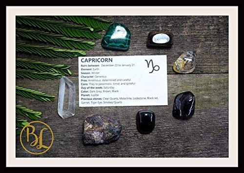CAPRICORN Gemstone Kit 7 Zodiac Capricorn Gemstones Set Healing Crystals Zodiac Capricorn Intention Set Lithiotherapy Capricorn Stones Set