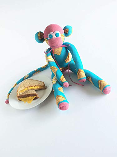 Grilled Cheese Sock Monkey - Sock Monkey - Grilled Cheese - Cheese Lover - Sandwich Lover - Blue Sock Monkey
