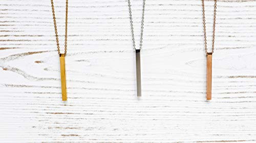 3D Bar Necklace Stainless Steel 24k Gold Plated Adjustable with Engravable Bar Pendant 3D Bar Necklace Stainless Steel 24k Gold Plated Adjustable with Engravable Bar Pendant