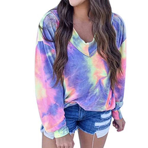 Shakumy Women s Teen Girls Long Sleeve Casual Color Block Tie Dye Crewneck Cute Pullover Sweatshirts Tops Sweaters Shirts