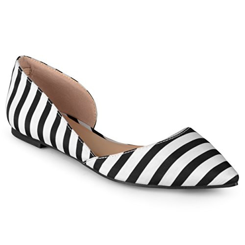 Journee Collection Womens Pointed Toe Cut-Out Flats Black Stripe 11 Regular US