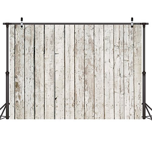 LYWYGG 7x5ft Photography Backdrop White Wood Backdrops for Photography Wood Floor Wall Background for Photographyers CP-22