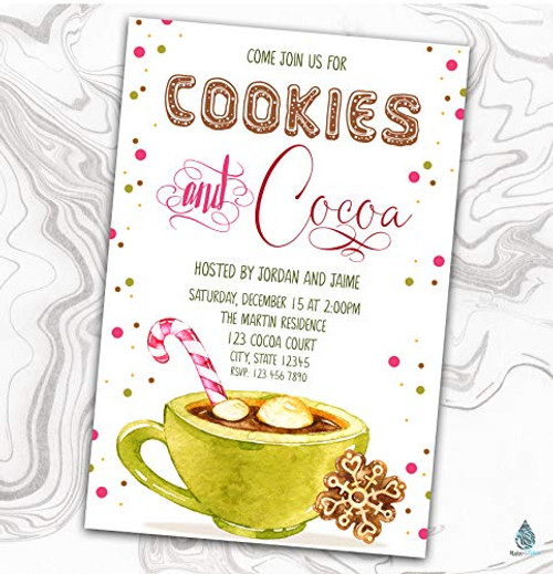 Christmas Cookie Exchange Invitation - Winter Invite - Hot Cocoa - Adult Party - Decorating Party - Shower - 4x6