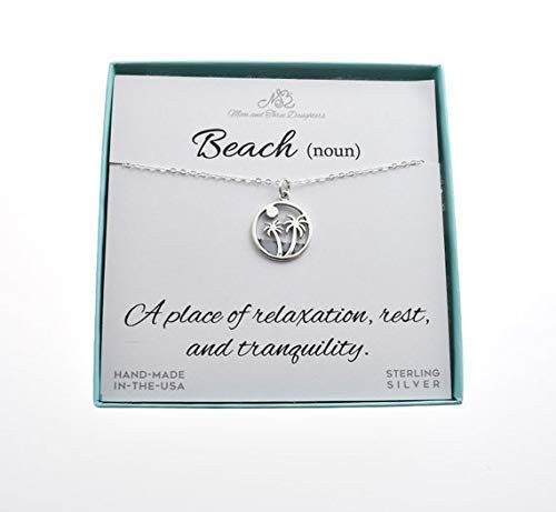 Beach Charm Pendant In Sterling Silver On An 18 Inch Sterling Silver Cable Chain Beach Necklace Beach Gifts Beach Jewelry