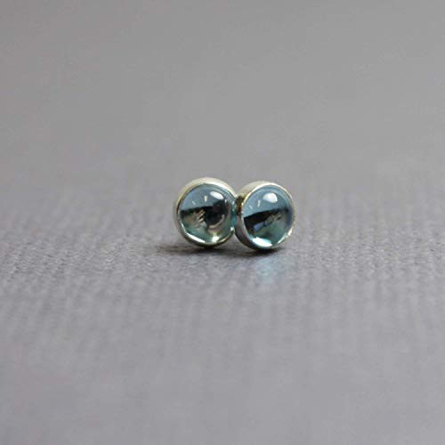 Topaz Stud Earrings 4mm Blue Studs in Sterling Silver
