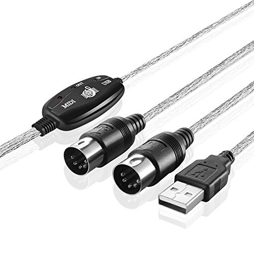 TRADERPLUS USB to MIDI Cable Converter 2 IN 1 PC to Synthesizer Music Studio Keyboard Interface Wire Plug Controller Adapter Cord 16 Channels Supports Computer Laptop Windows and Mac