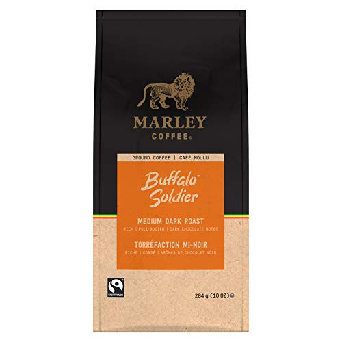 Marley Coffee Buffalo Soldier Fairtrade Certified Medium-Dark Roast Ground Coffee 10 Ounce  Pack of 6