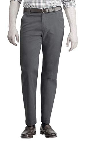 Chaps Men s Flat Front Straight Fit Stretch Cotton Twill Fit 5-Pocket Pant  Grey 30W x 32L