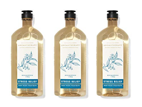 Lot of 3 Bath  and  Body Works Aromatherapy Stress Relief Eucalyptus Tea Body Wash  and  Foam Bath  Eucalyptus Tea